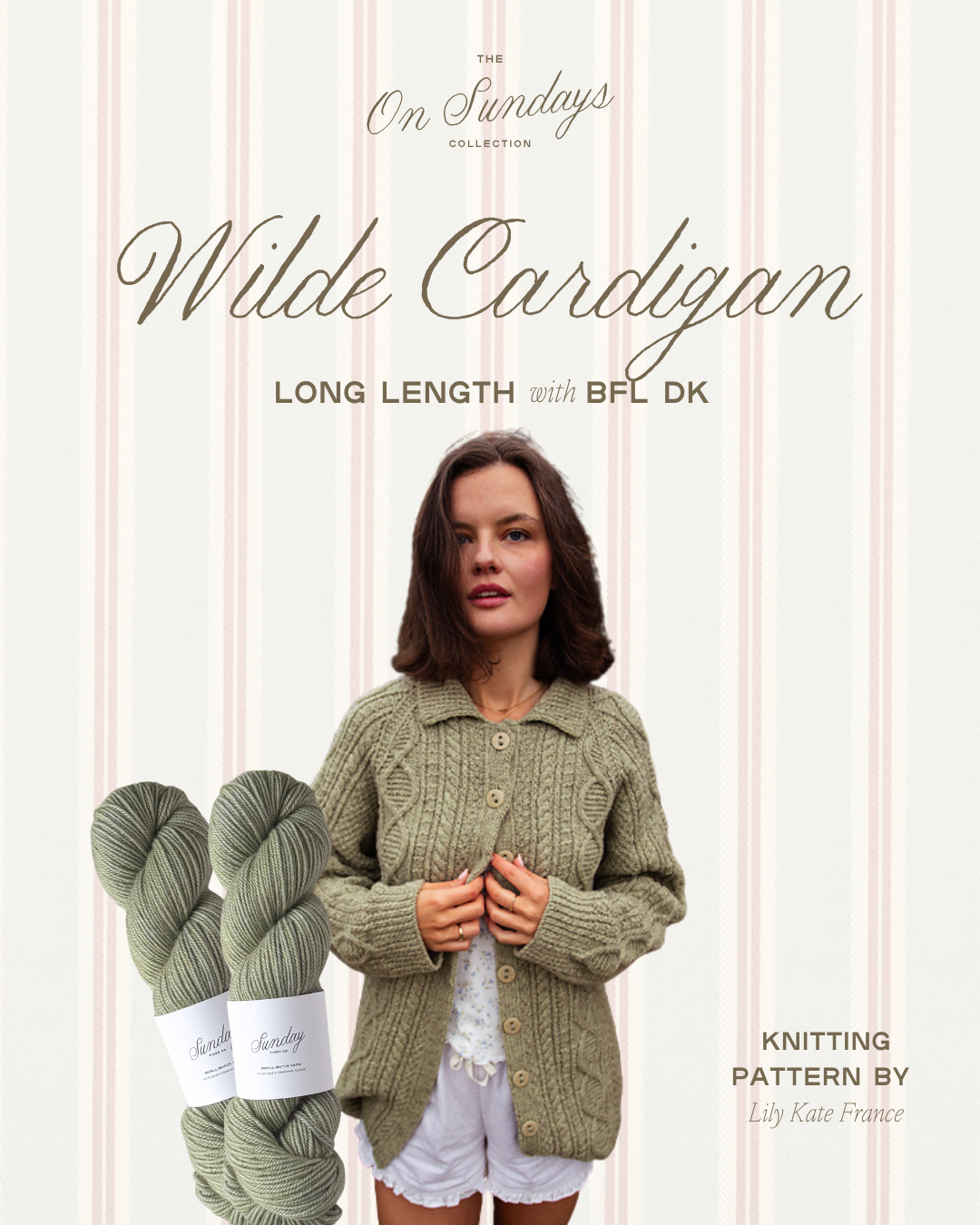 Wilde Cardigan Long Length Yarn Kit | Sizes 3 - 4 | Beach Grass
